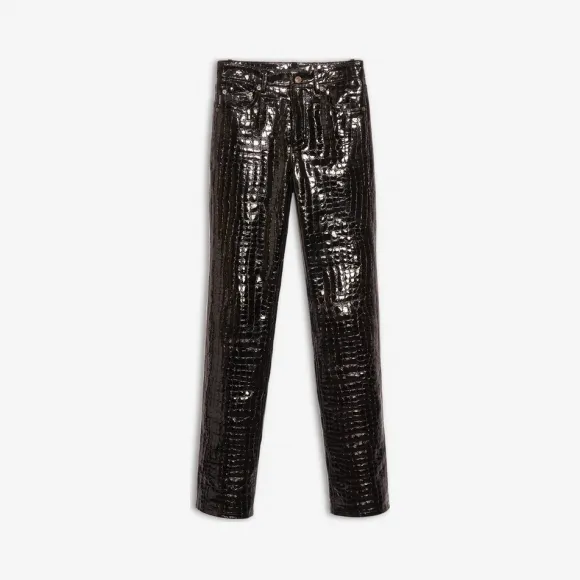 巴黎世家/Balenciaga ‎男士‎ ‎黑色 ‎ ‎鳄鱼皮压花皮裤 ‎ | Balenciaga 571411-TES19-1000