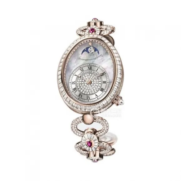 宝玑/Breguet 那不勒斯王后系列 18k玫瑰金镶钻 38.50 x 30.45毫米 自动机械机芯 女表 8909BR-8T-J29-DDDR-DDDR