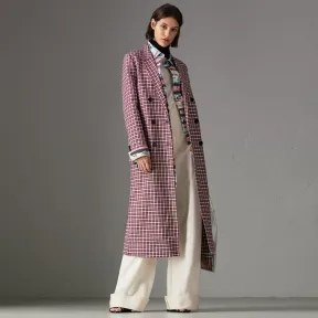博百利/Burberry 女士 双面棉质斜纹量裁大衣 (勃艮第酒红色) 40719471