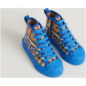 博百利/Burberry  涂鸦 Vintage 格纹高帮运动鞋 (亮天空蓝)  40760011