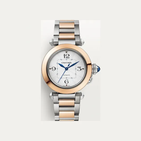 卡地亚/Cartier W2PA0008 - Pasha de Cartier腕表 35毫米 精钢色 - 玫瑰K金 自动上链 - 35毫米表款 自动上链机芯 18K玫瑰金与精钢 可替换式金属表链与皮表带