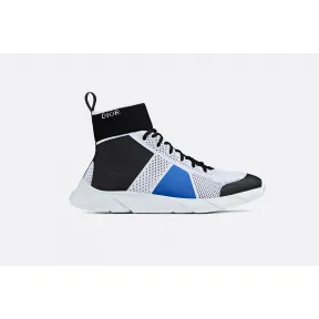 迪奥/Dior  B21 Socks 白色科技针织和蓝色及黑色装饰高筒跑鞋  3SN236YJA H065