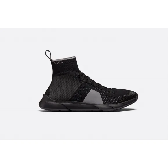 迪奥/Dior  B21 Socks 黑色科技针织和银色及黑色装饰跑鞋  3SN236YJA H969