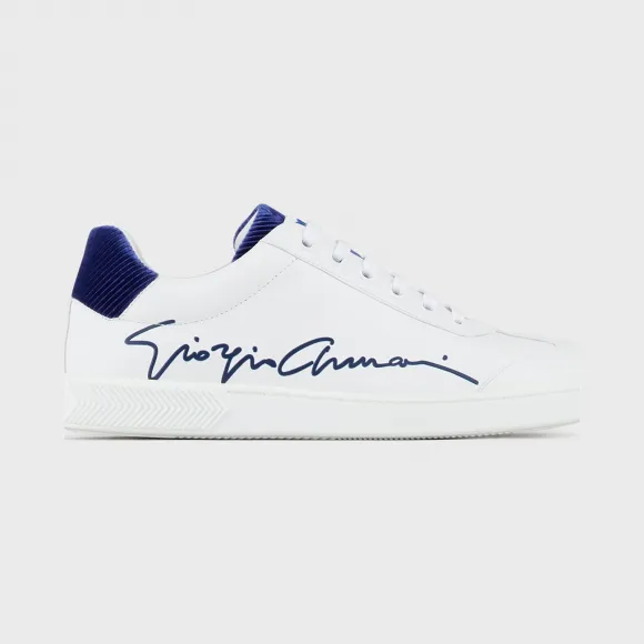 乔治阿玛尼/Giorgio Armani 人字斜纹天鹅绒细节 Giorgio Armani 签名皮革运动鞋 11759267cs