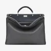芬迪/Fendi PEEKABOO FIT_灰色皮革Selleria手袋 7VA406 E21 F0R29