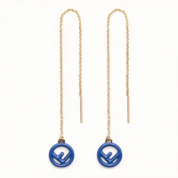 芬迪/Fendi F IS 耳环_金色和蓝色耳环 8AG811 A2F RF0G1C