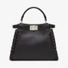 芬迪/Fendi PEEKABOO MINI_梭织黑色纳帕革手袋 8BN244 7G1 F0GXN