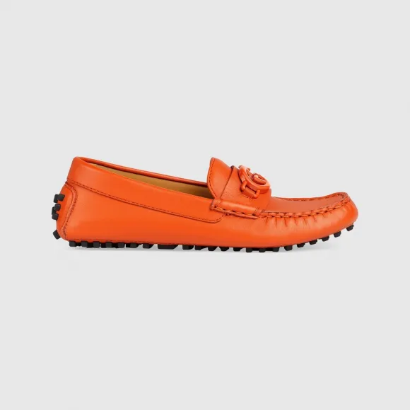 古驰/Gucci 橙色皮革儿童互扣式双G机车靴 725740-1XH00-7519