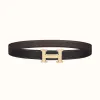 爱马仕/Hermes H 条纹皮带扣&双面皮腰带32毫米 H064550CC06-H073967CABA100