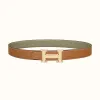 爱马仕/Hermes H 条纹皮带扣&双面皮腰带32毫米 H064550CC06-H073996CAAG095