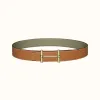 爱马仕/Hermes H d'Ancre皮带扣&双面皮腰带38毫米 H077938CP2K-H075387CAAI095