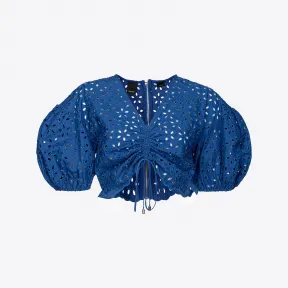 品高/Pinko Sangallo 蕾丝刺绣棉质短上衣 100796A0Q4G00