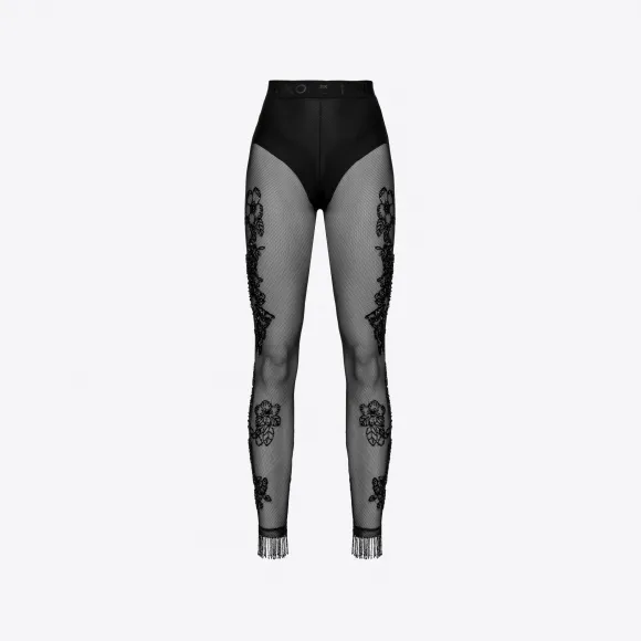 品蔻/Pinko 刺青刺绣薄纱打底裤 100939A0SQZ99