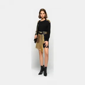 品高/Pinko 黑金 OLTRE TE花形蕾丝半身裙 1B143M5961ZH2