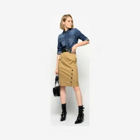 品高/Pinko 米色 MY WAY纹理棉质半身裙 1B14497629C89