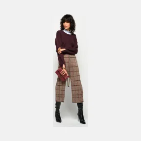品高/Pinko MULTICOLOUR - 驼色/玫红色 TRAPELARE米兰刺绣图案长裤 1G14F37609CY7