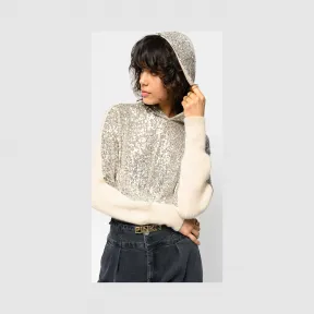 品高/Pinko 铂金色 POICHE FISHERMAN'S RIB + SEQUINS套头衫 1G14HQY5QFZ22
