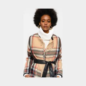 品高/Pinko MULTICOLOUR: 驼色/红色 RIANNODARE带条纹的格子图案双层大衣 1G14HX7638CR3