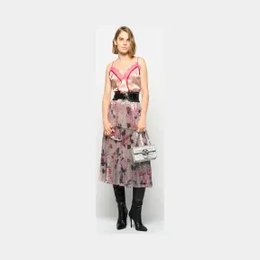 品高/Pinko MULTICOLOUR - NUDE/玫红色 MONTARE印花褶皱半身裙 1G14J8Y5PENY9