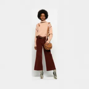 品高/Pinko ANDORRA BURGUNDY PEGGY 1 SLIM PALAZZO弹力细工装长裤 1J10A8Y5Q3L91