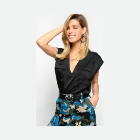品高/Pinko LIMOUSINE BLACK MOCACCINO女式衬衫 1N12J37459Z99