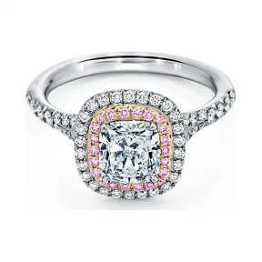 Tiffany Soleste 系列铂金镶嵌粉钻枕形切割订婚钻戒  GRP10875