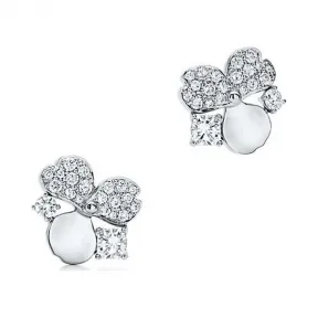Tiffany Paper Flowers™ 花韵系列铂金镶钻耳环  61624864