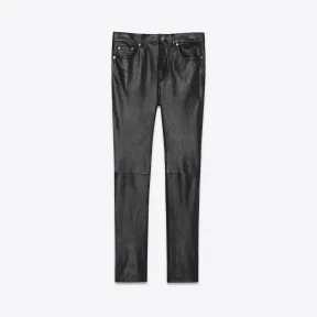 伊夫圣罗兰/Yves Saint laurent 上蜡小羊皮九分直筒皮裤 605147YC2MA1000