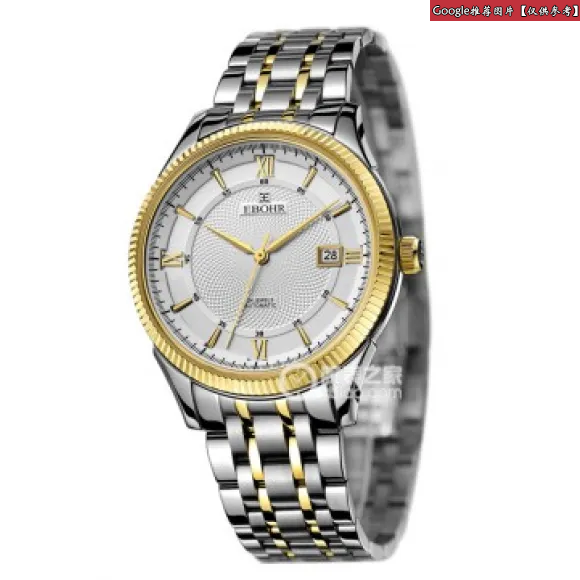 依波/Ebohr 精艺系列系列 42毫米 不锈钢，镀黄金色前圈 合成蓝宝石玻璃表镜 男表 10490211