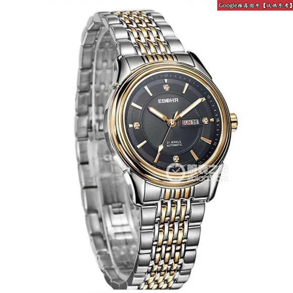 依波/Ebohr 都市经典系列 34毫米 不锈钢镀金，间玫瑰金色 蓝宝石水晶玻璃 女表 50010127