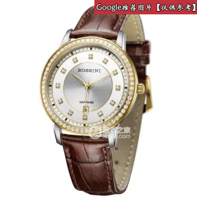 罗西尼/Rossini 雅尊商务系列  间金色不锈钢，镶嵌无色透明锆石 石英 中性表 5683T01D