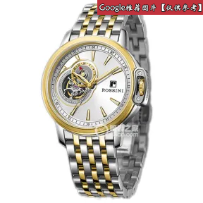 罗西尼/Rossini 雅尊商务系列 42毫米 金色光砂不锈钢 自动机械 男表 8633T01B
