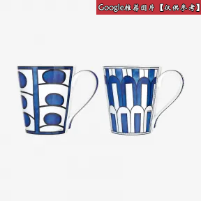 爱马仕/Hermes 灰色 “异域之蓝”马克杯2件套 P030438P