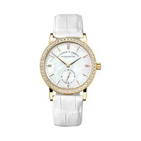 朗格/A.Lange&sohne  Saxonia 系列 34毫米 18k玫瑰金镶钻，表圈镶嵌52颗圆钻，1.3克拉 手动机械机芯 女表 835.032