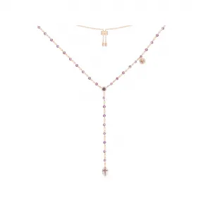 APM 粉金色纯银紫珠可调节项链配坠饰 RC4662AMM