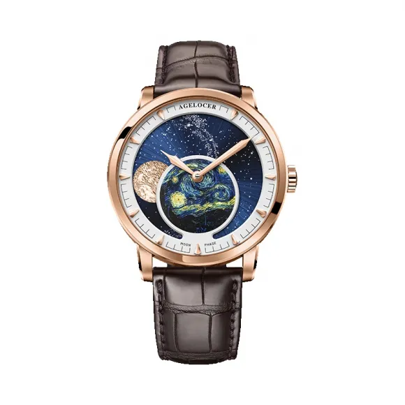 艾戈勒/Agelocer Astronomer 天文学家系列 316L精钢 40mm 自动机械机芯 男表 6401D2