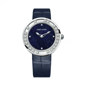 艾戈勒/Agelocer Baikal 贝加尔湖系列 316L精钢+镶钻 36mm 石英机芯 女表 6604A6