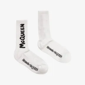 亚历山大麦昆/Alexander McQueen 白/黑 男士 袜子 6602734D33Q9060 