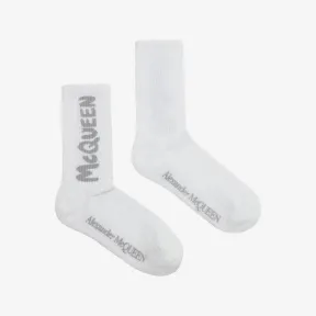 亚历山大麦昆/Alexander McQueen 白色/银色 男士 袜子 6602734E14Q9081 