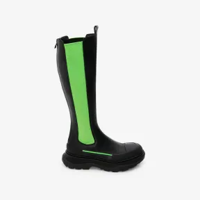 亚历山大麦昆/Alexander McQueen 黑色/酸绿色 女士 高筒靴 707682WHZ661594 