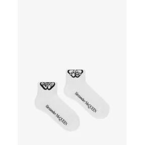亚历山大麦昆/Alexander McQueen 女士白色/黑色 Cut Seal Logo 袜子 7328633D56Q9060 811222090