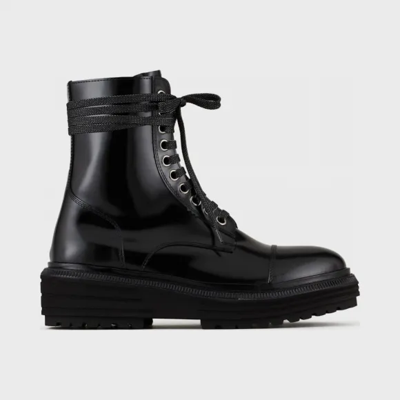 阿玛尼/Armani 亮面皮革系带靴子丨靴子-男生 X4M348XF486