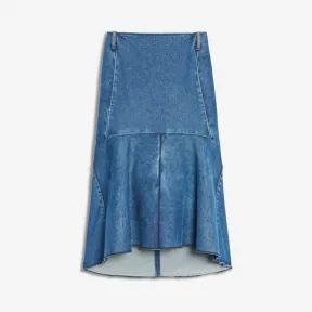 巴黎世家/Balenciaga ‎女士‎ ‎MEDIUM BLUE ‎ ‎牛仔三角布拼接摆裙 ‎ | Balenciaga 572190-TCW03-9018