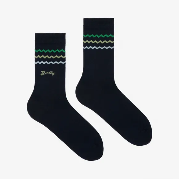 巴利/Bally 海军蓝精细平纹针织袜 6227540