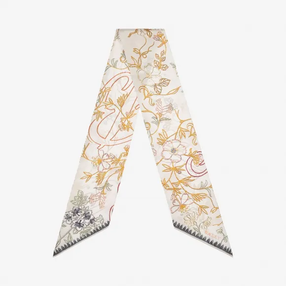 巴利/Bally 多重骨白色印花真丝长条围巾 6227583