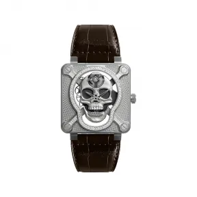 柏莱士/Bell&ross Instruments 系列 46MM 微喷精钢 手动机械机芯 男表 BR01-SKULL-SK-LGD