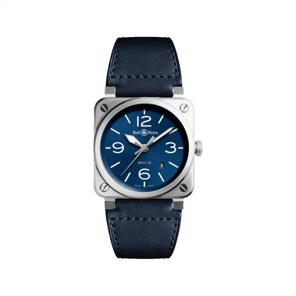 柏莱士/Bell&ross Instruments 系列 42MM 缎光修饰的抛光精钢 自动机械机芯 男表 BR0392-BLU-ST-SCA