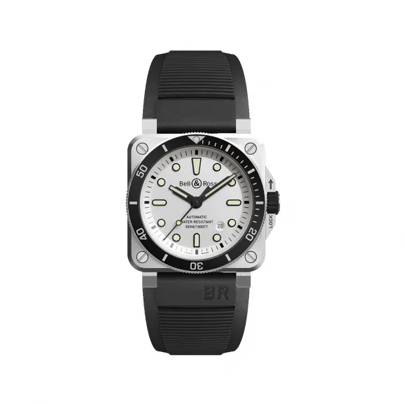 柏莱士/Bell&ross Instruments 系列 42MM 磨砂和抛光精钢 自动机械机芯 男表 BR0392-D-WH-ST-SRB