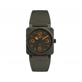 柏莱士/Bell&ross Instruments 系列 42MM 哑光卡其色陶瓷 自动机械机芯 男表 BR0392-KAO-CE-SCA