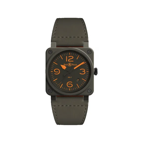 柏莱士/Bell&ross Instruments 系列 42MM 哑光卡其色陶瓷 自动机械机芯 男表 BR0392-KAO-CE-SCA